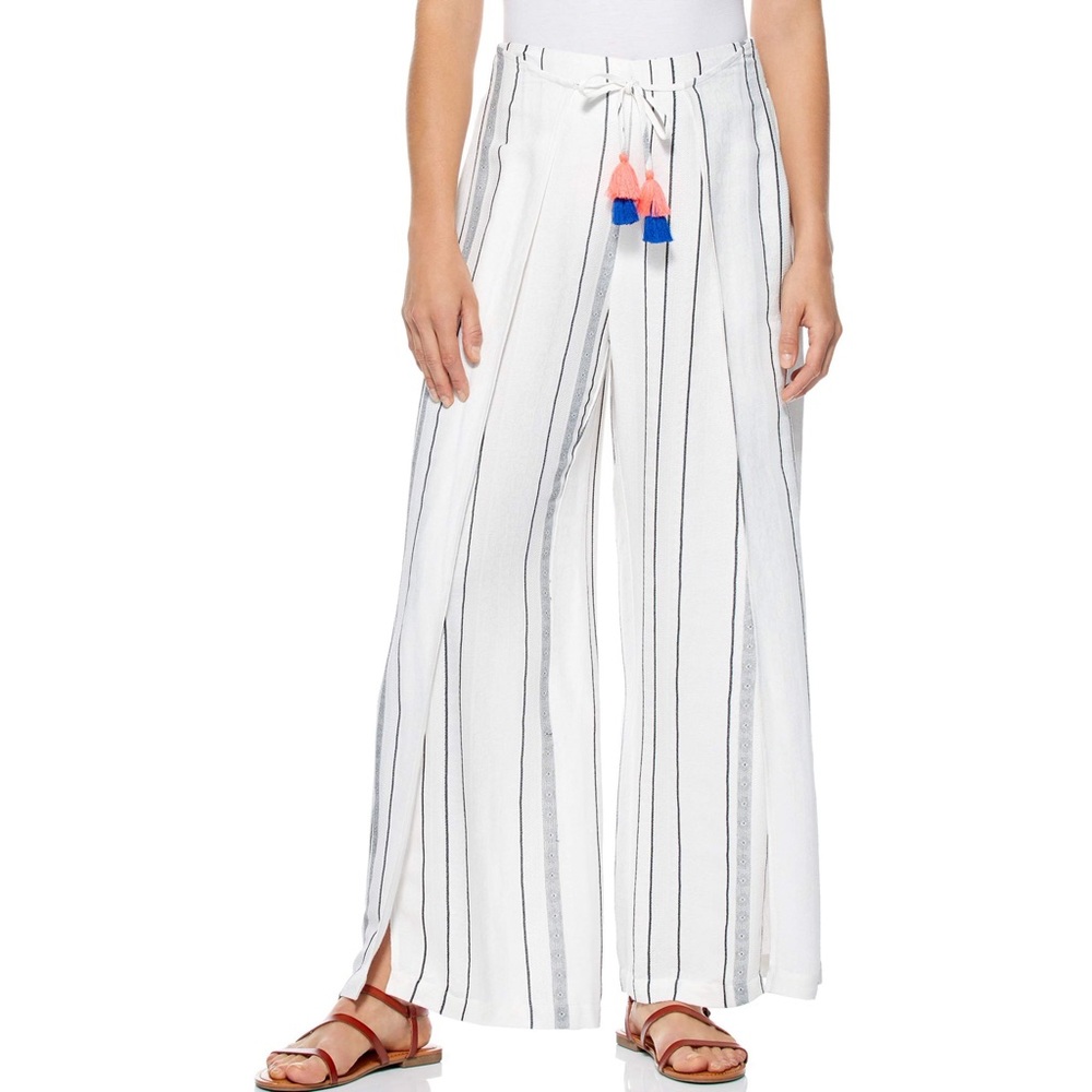 Scoop Women's Tie Front Striped Jacquard Pants